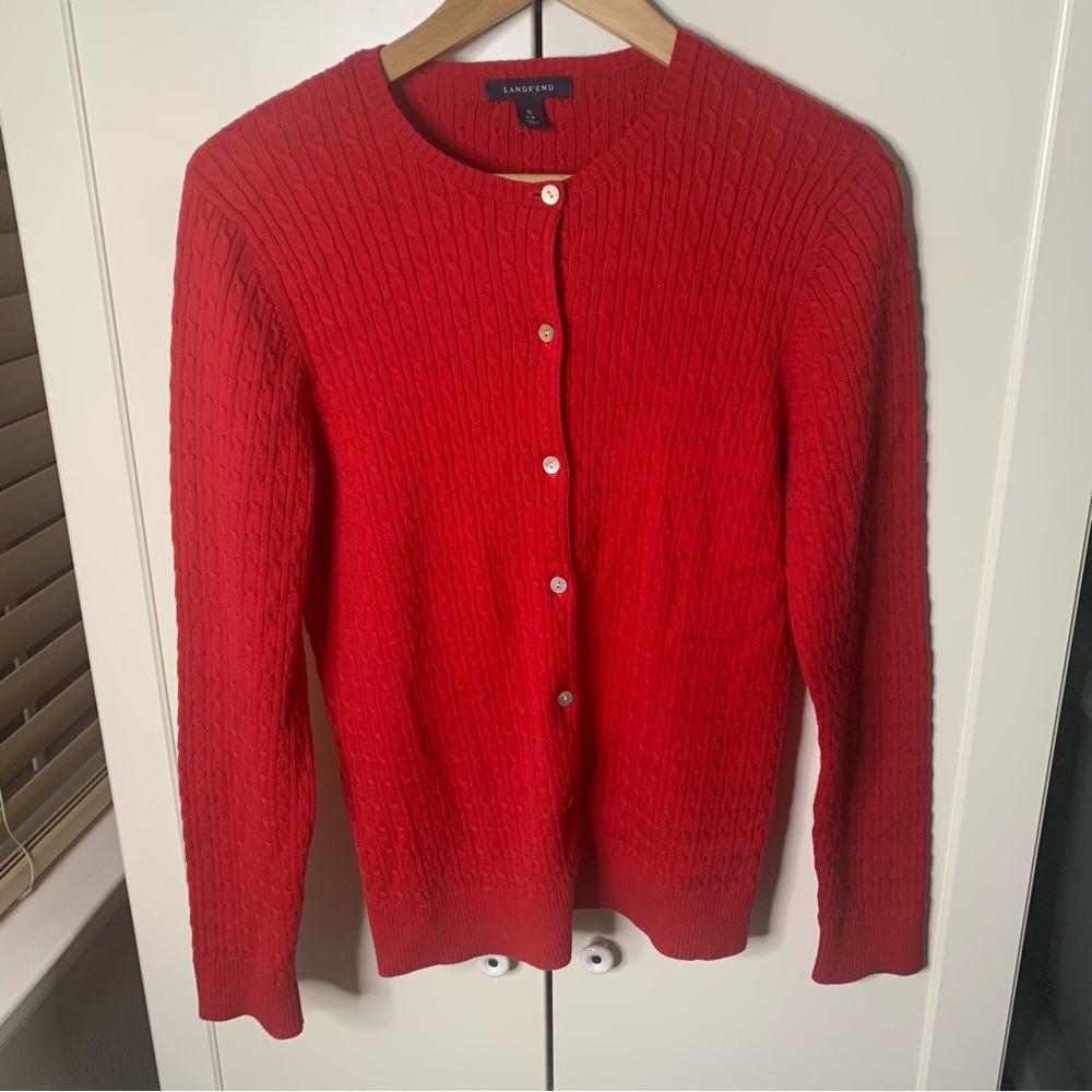Lands’ End Button Thinner Cardigan Sweater